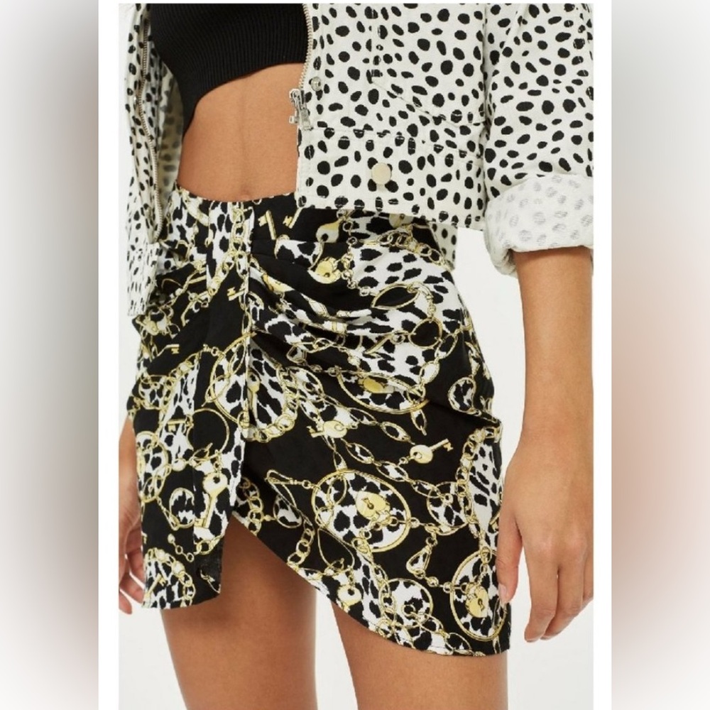Topshop Black and Gold Mini Skirt